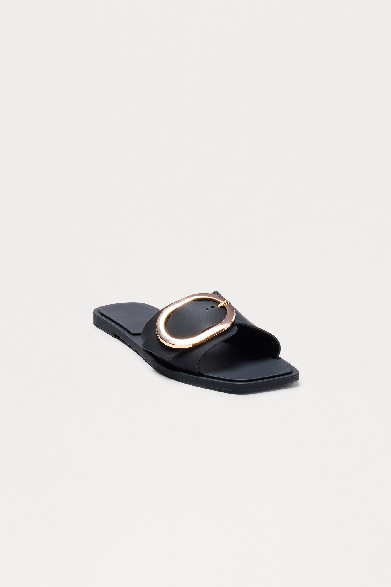 Stetson Buckle Slip On Sandals - Black Female Product Image