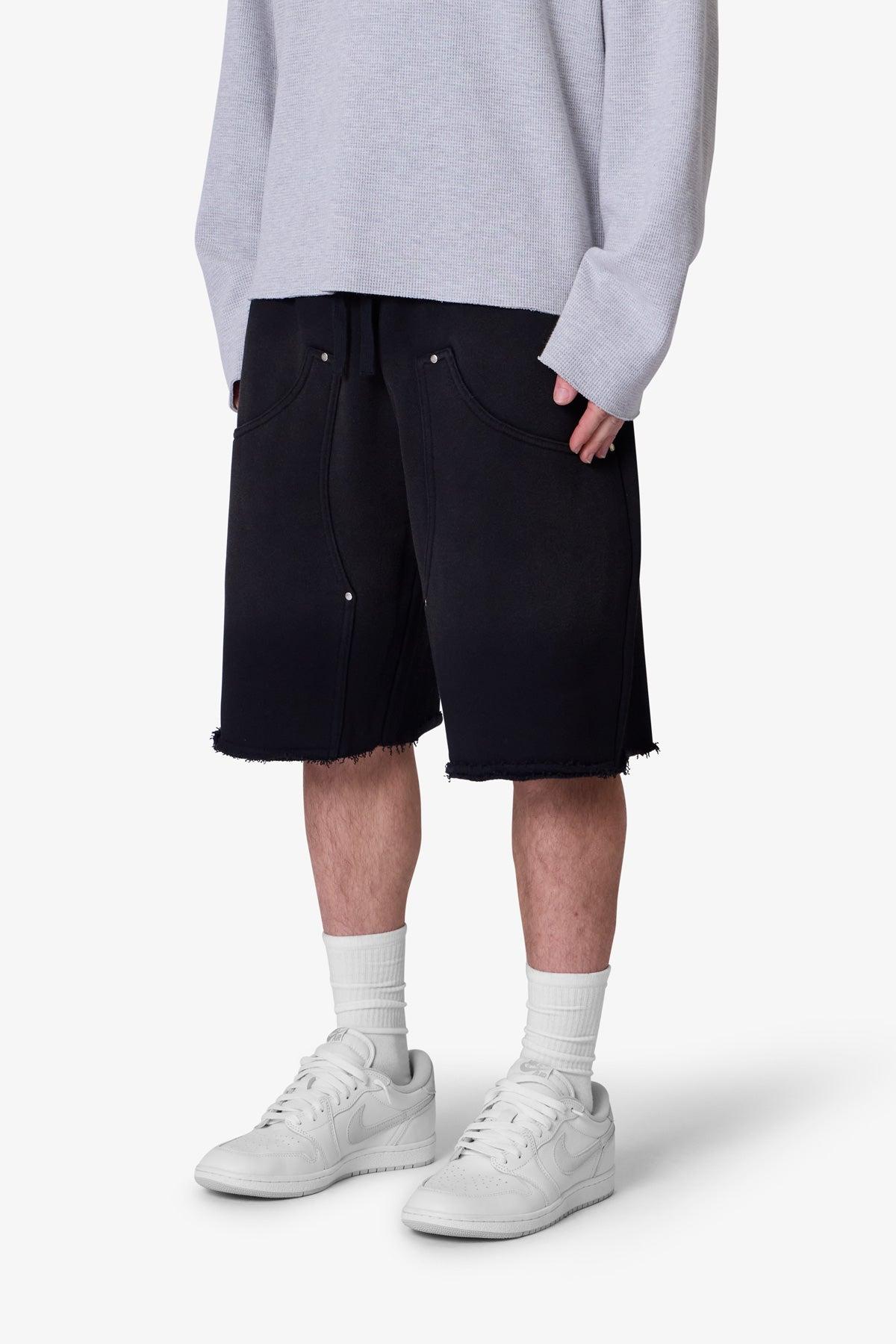 West Double Knee Sweatshorts - Washed Black Product Image