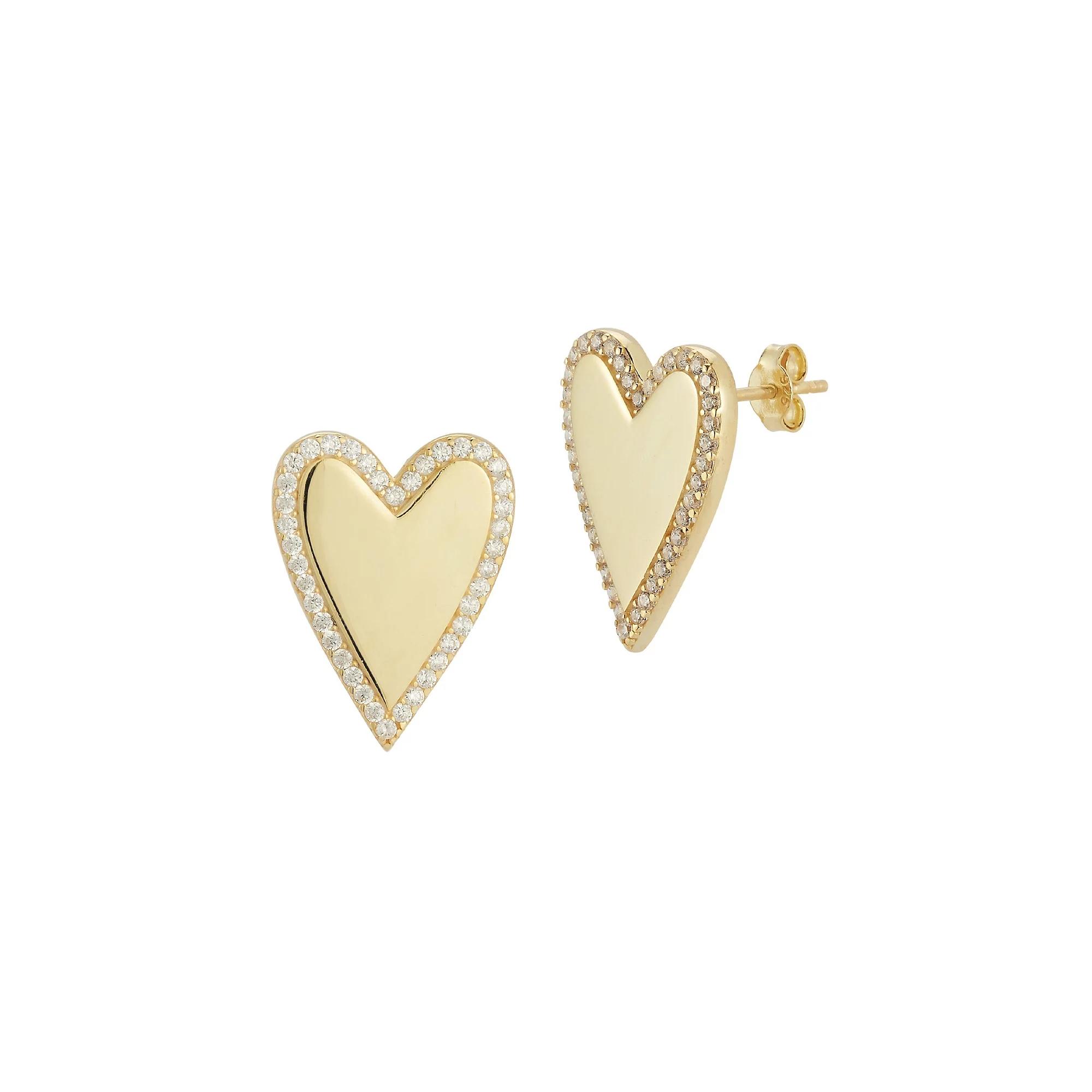 Sunkissed Sterling Cubic Zirconia Heart Stud Earrings, Women's, Gold Tone Product Image