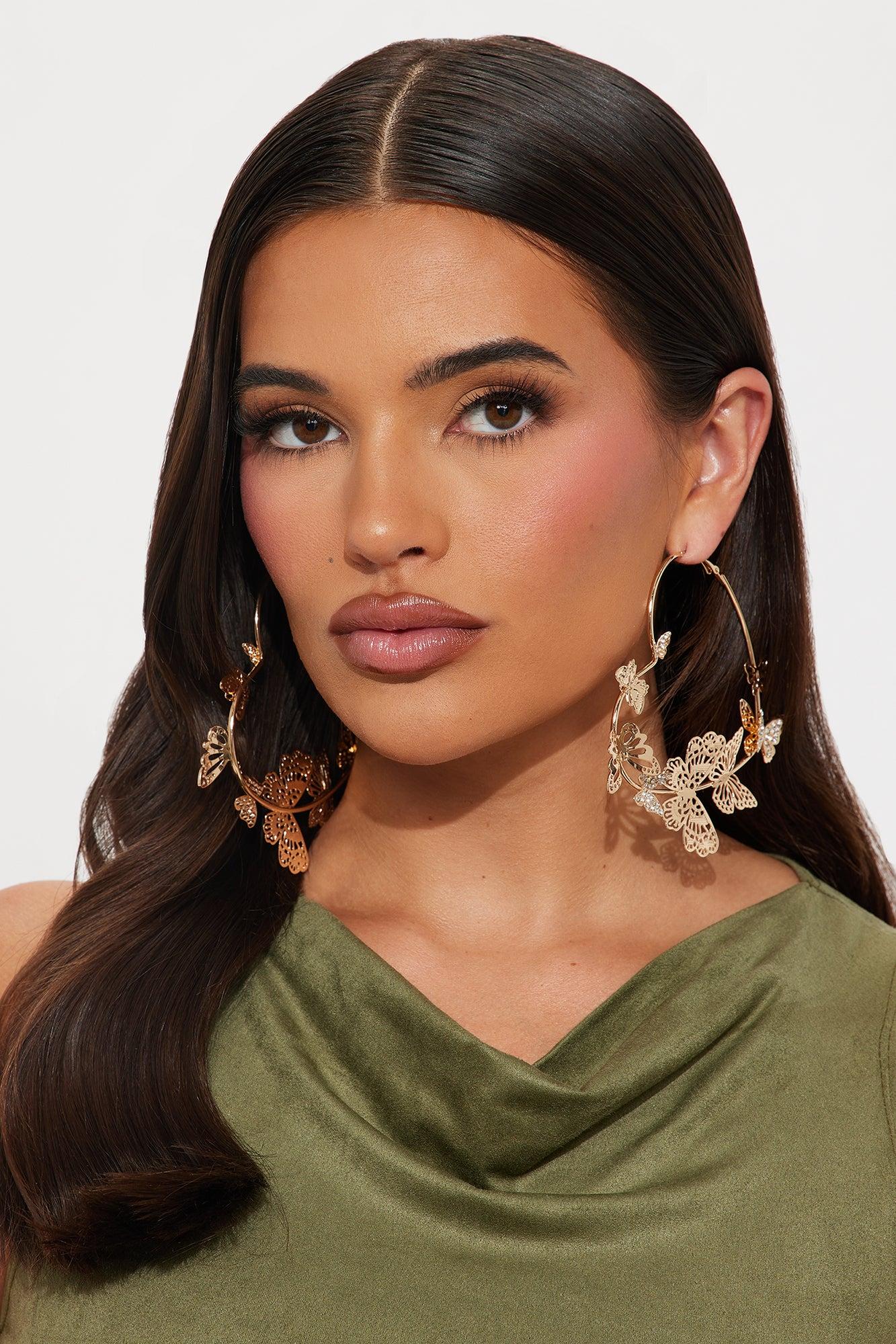 Winged Romance Hoop Earrings - Gold Female Product Image