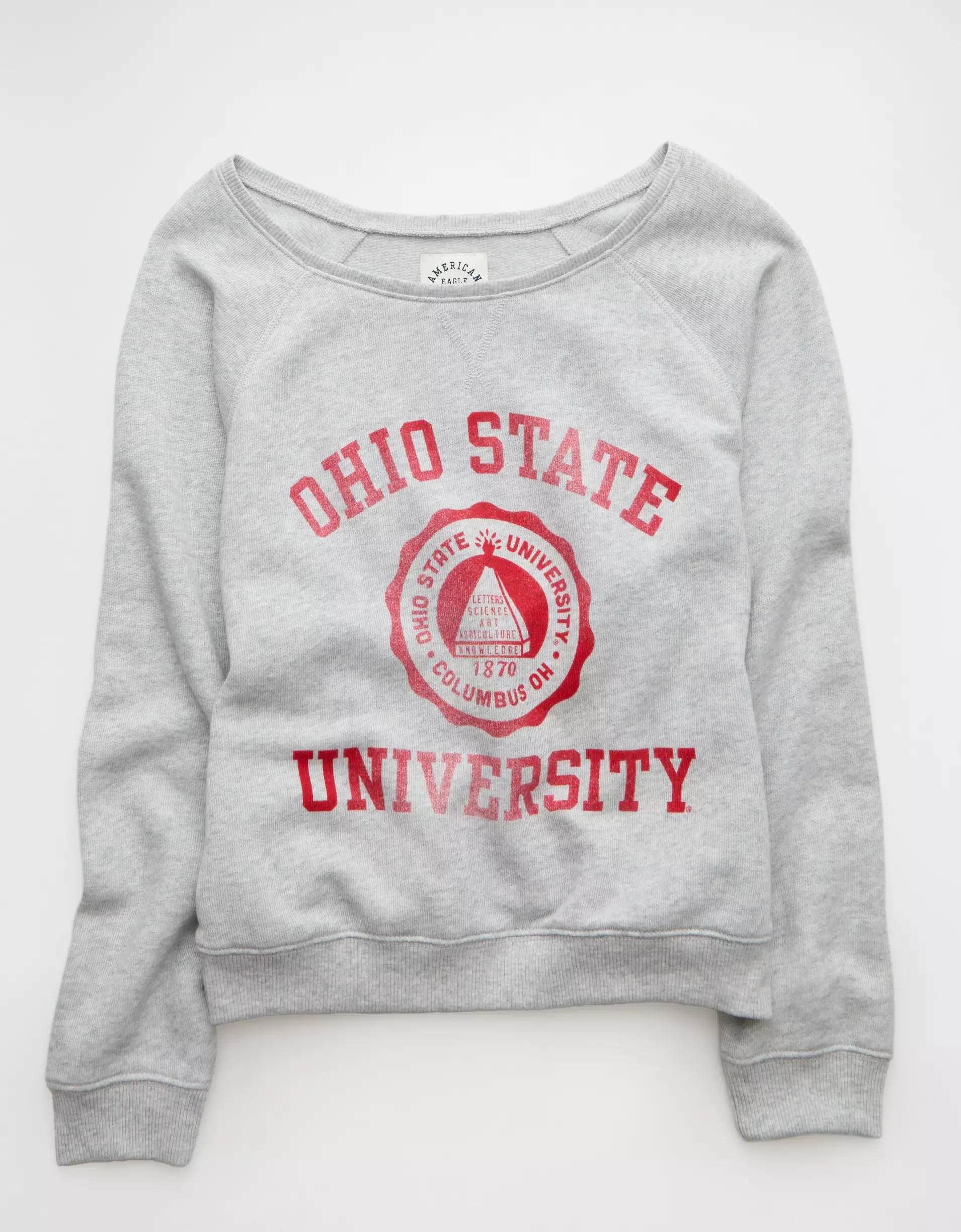 AE Ohio State Buckeyes Graphic Off The Shoulder Sweatshirt Product Image