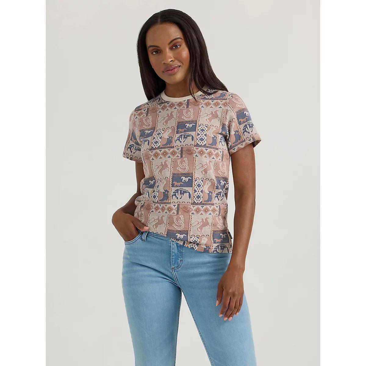 Women's Wrangler Jacquard Allover Print Slim Tee in Patchwork Product Image