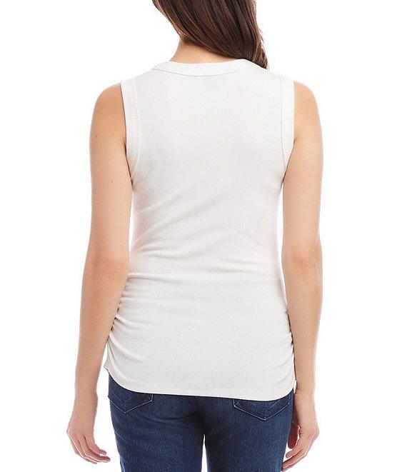 Karen Kane Solid Organic Cotton Crew Neck Sleeveless Side Shirred Tank Top Product Image