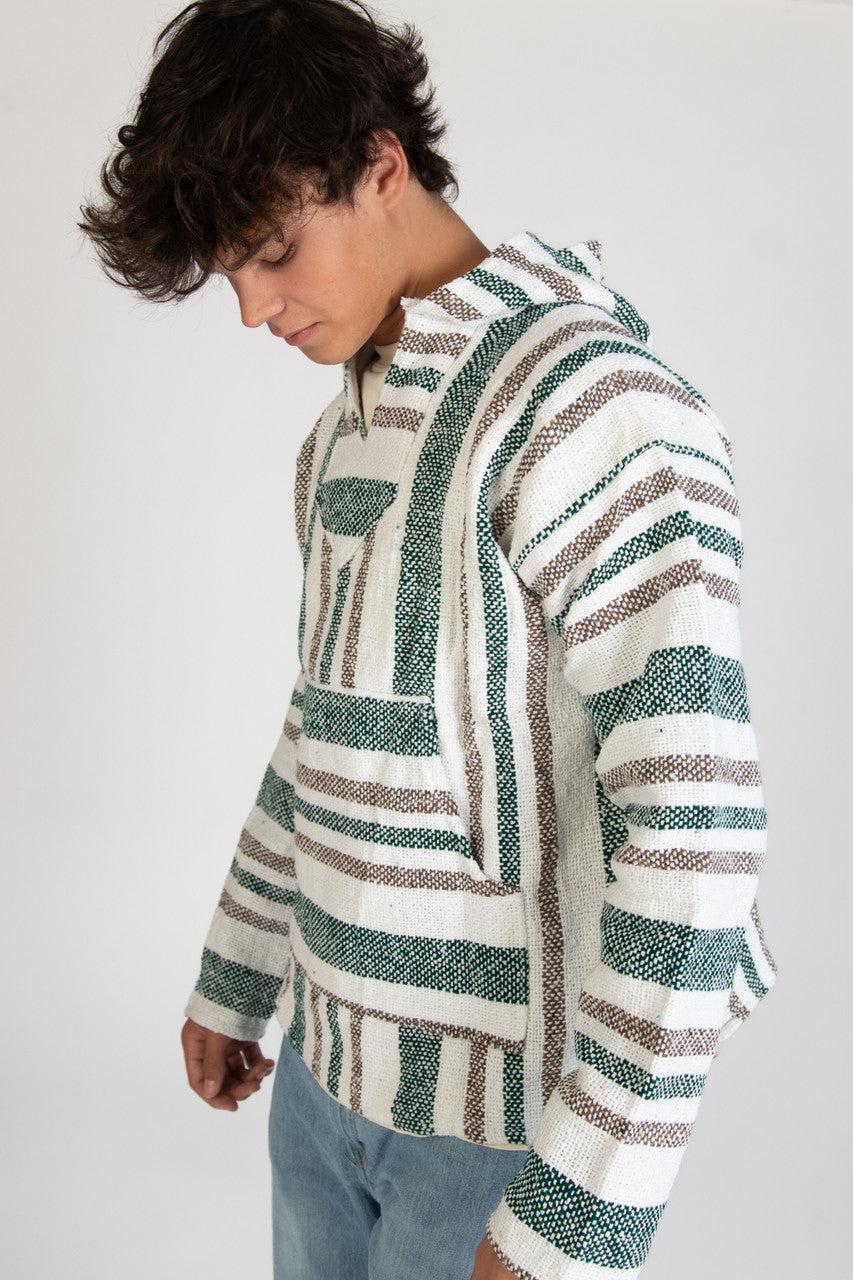 Lightweight Dark Green & Beige Baja Hoodie Product Image