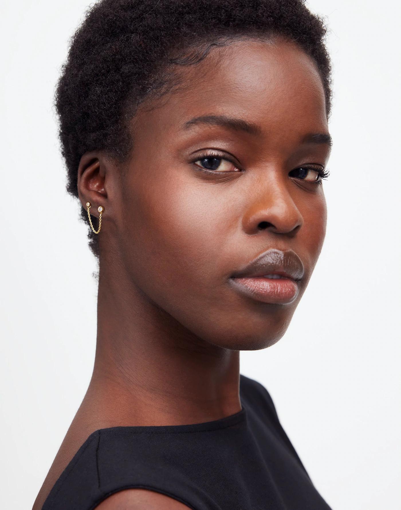 Demi-Fine Chain Double Stud Earrings Product Image