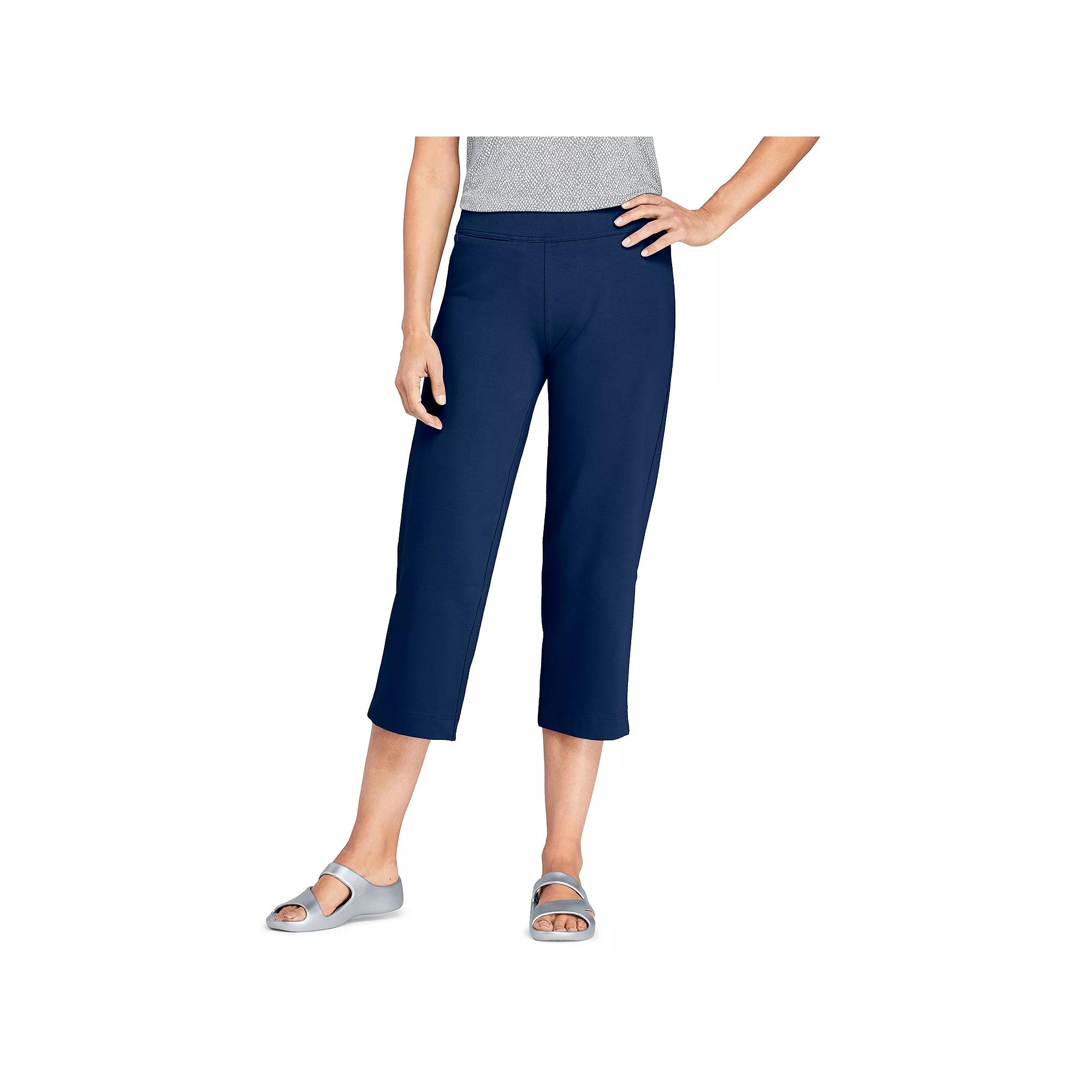 Petite Lands' End Starfish Straight-Leg Pull-On Crop Pants, Women's, Size: Medium Petite, Deep  Blue Product Image