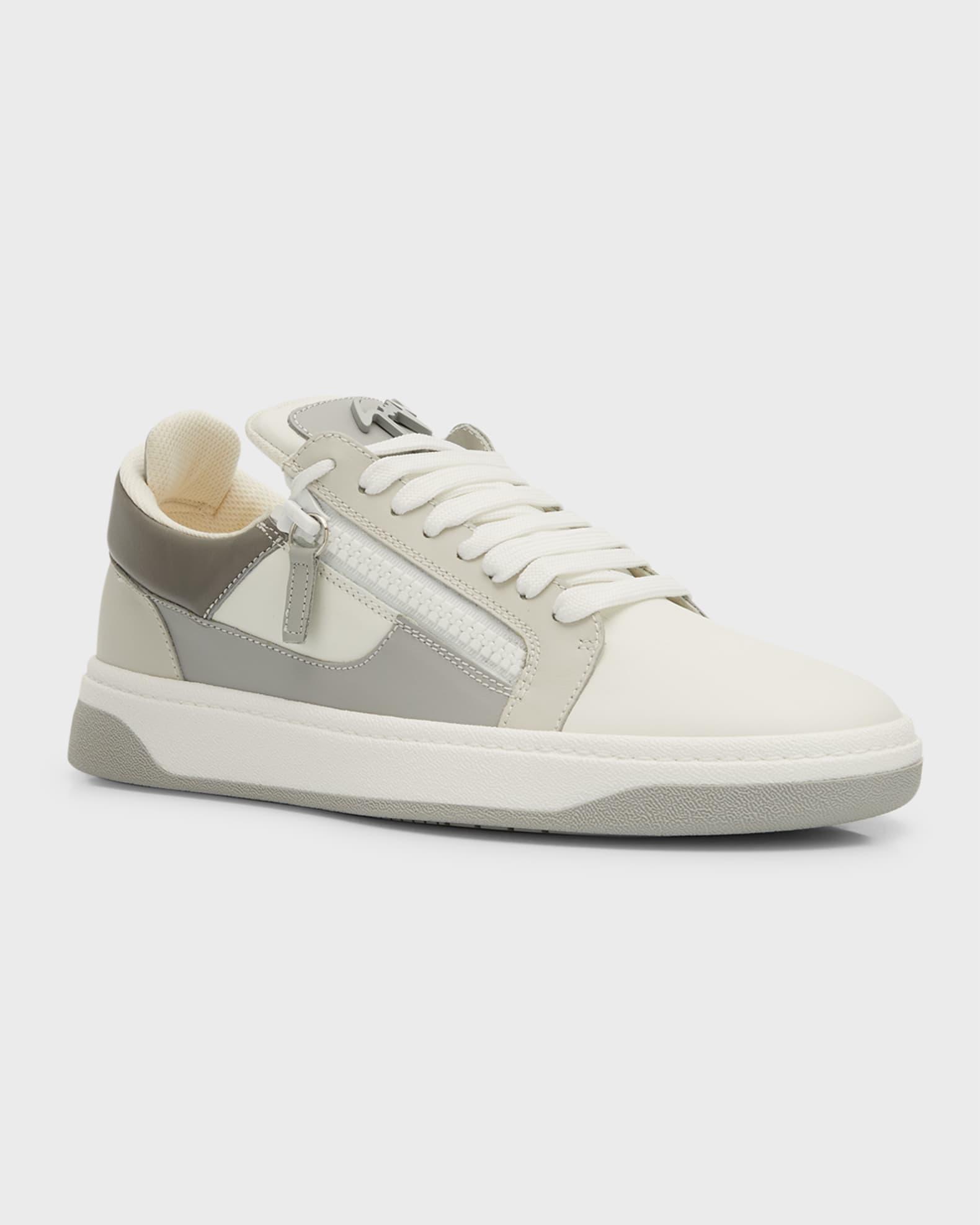 Men's Leather Low-Top Zip Sneakers Product Image