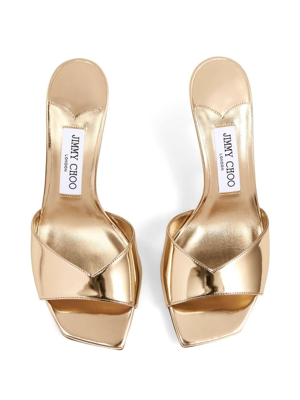 JIMMY CHOO Skye 70 Metallic Leather Sandals In Gold Product Image