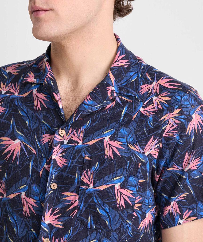 Birds of Paradise Linen Blend Short-Sleeve Cabana Shirt Product Image