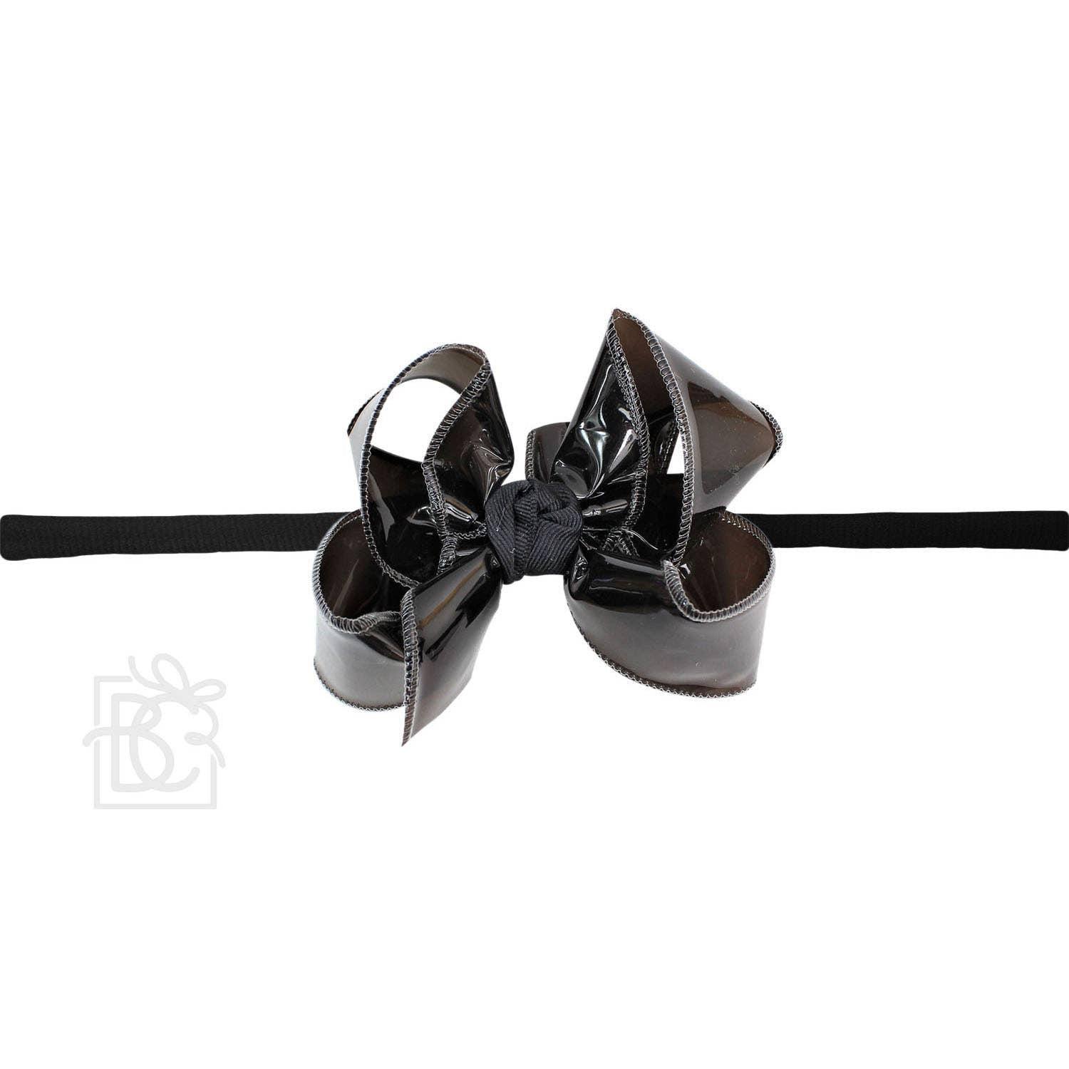 1/4" PANTYHOSE HEADBAND W/WATERPROOF BOW: 5.5" Huge - 2.5" Ribbon / AQUA Product Image