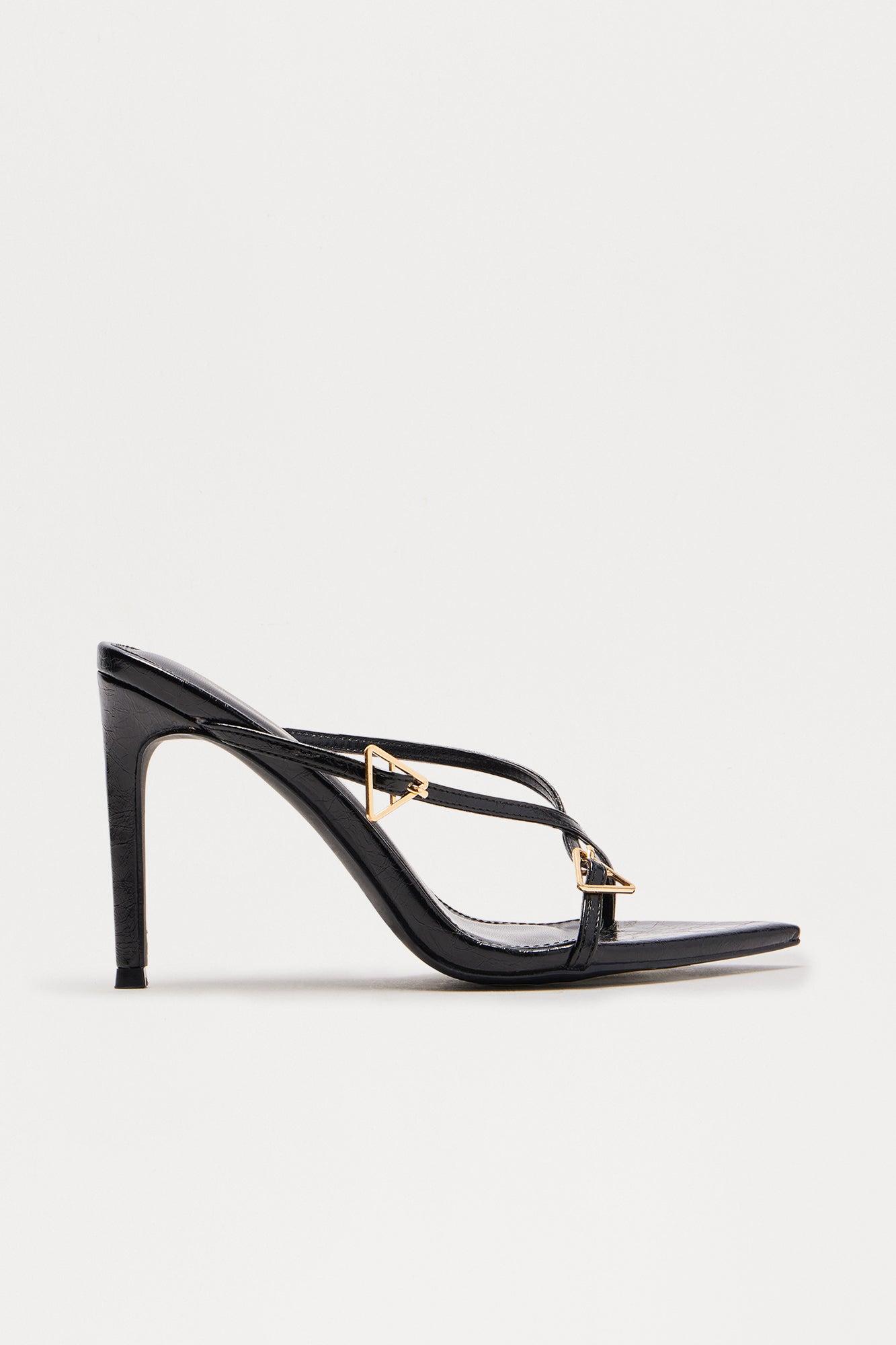 Sleek Buckle Stiletto Heels - Black Female Product Image