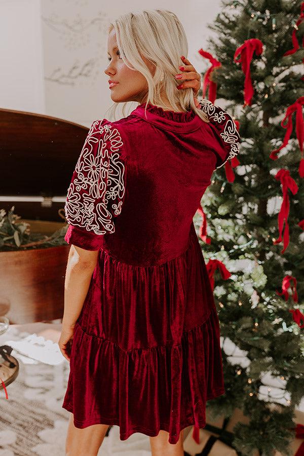 Charmed Moments Velvet Mini Dress in Wine Product Image