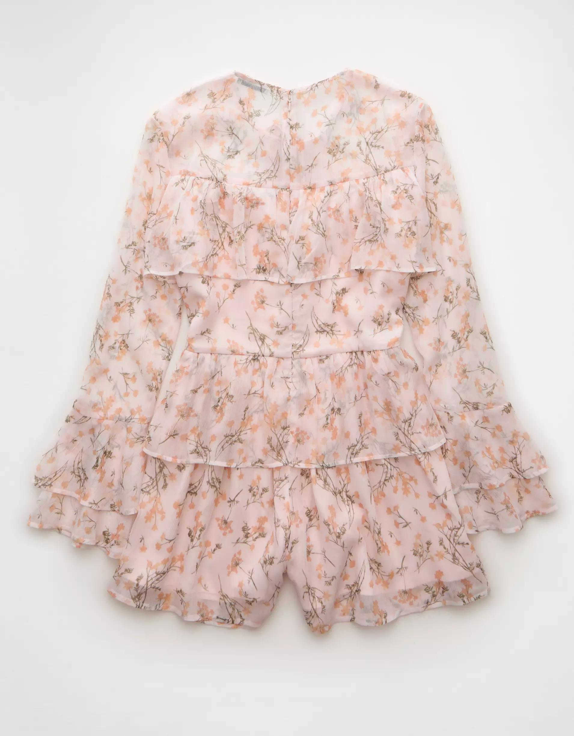 AE Long-Sleeve Ruffle Romper Product Image