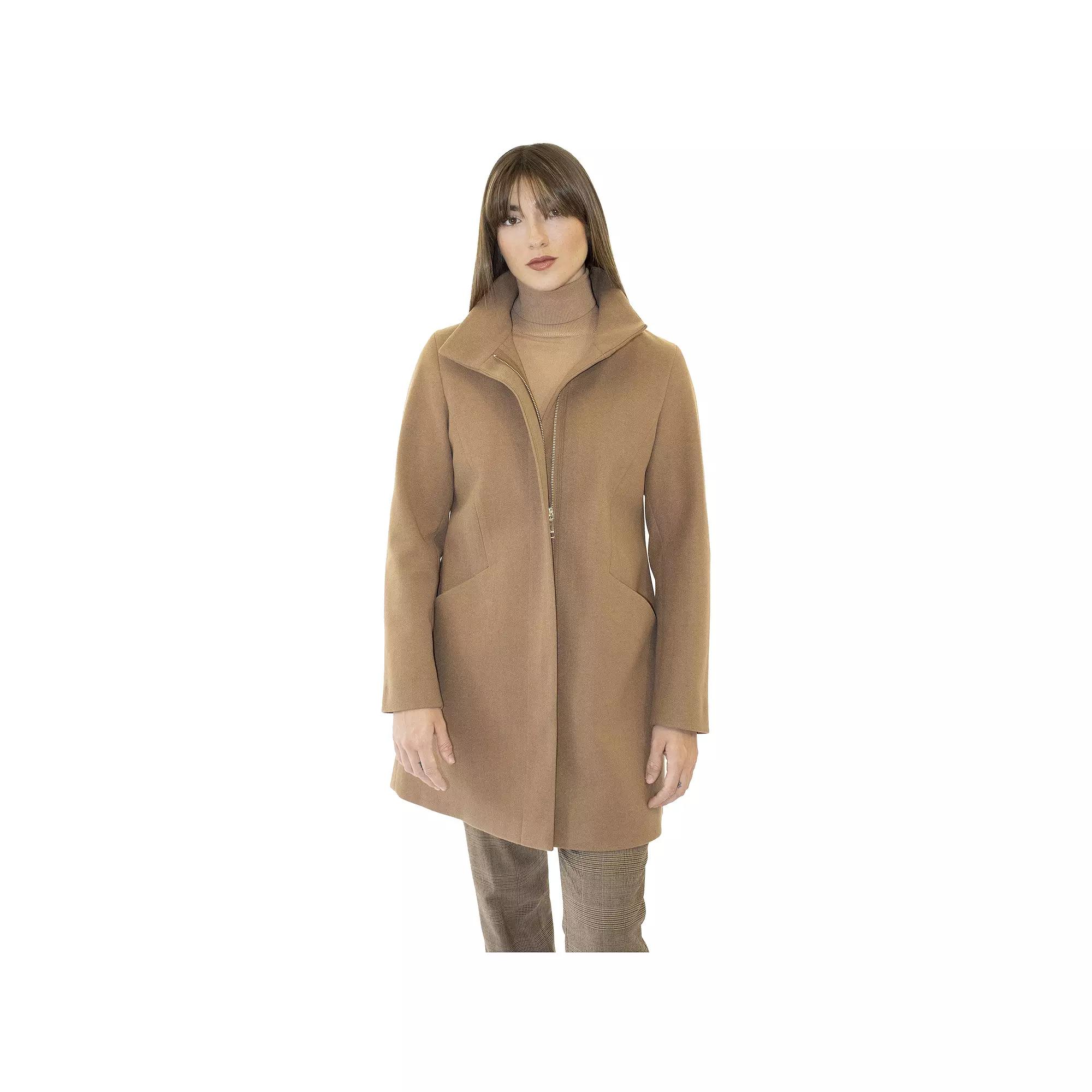 Women's Nine West Zip-Front Faux Wool Coat,  Product Image