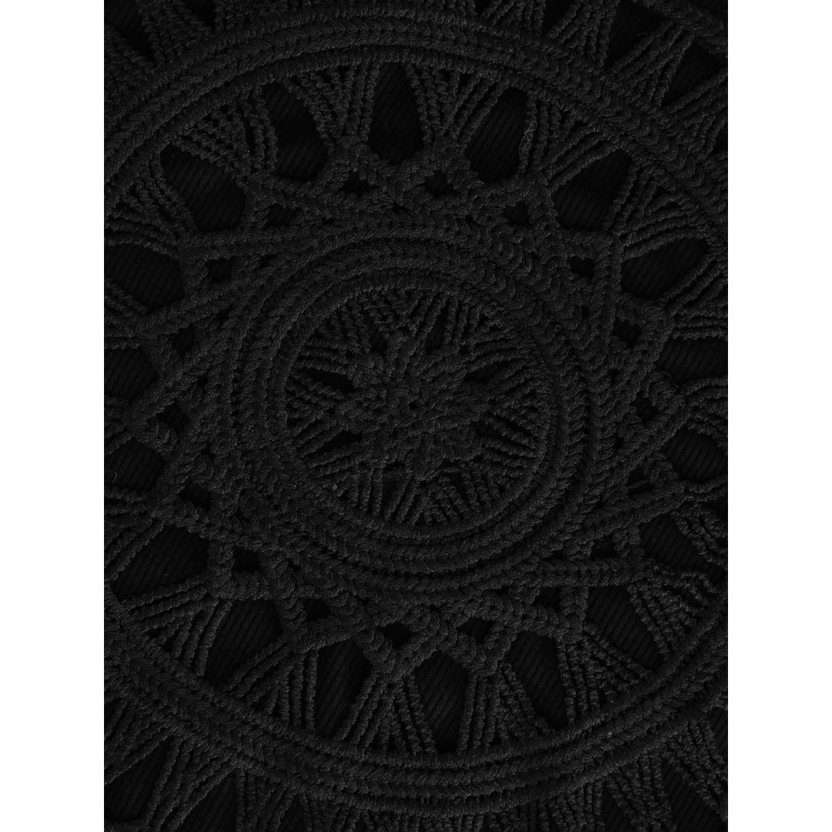 Plus Size Supersoft Cut-Out Back Round Neck Midi Dress Black Women Leisure Woven ribbon&lace trim Round Neck Extra Long Sleeve Curvy BloomChic 10/M Product Image