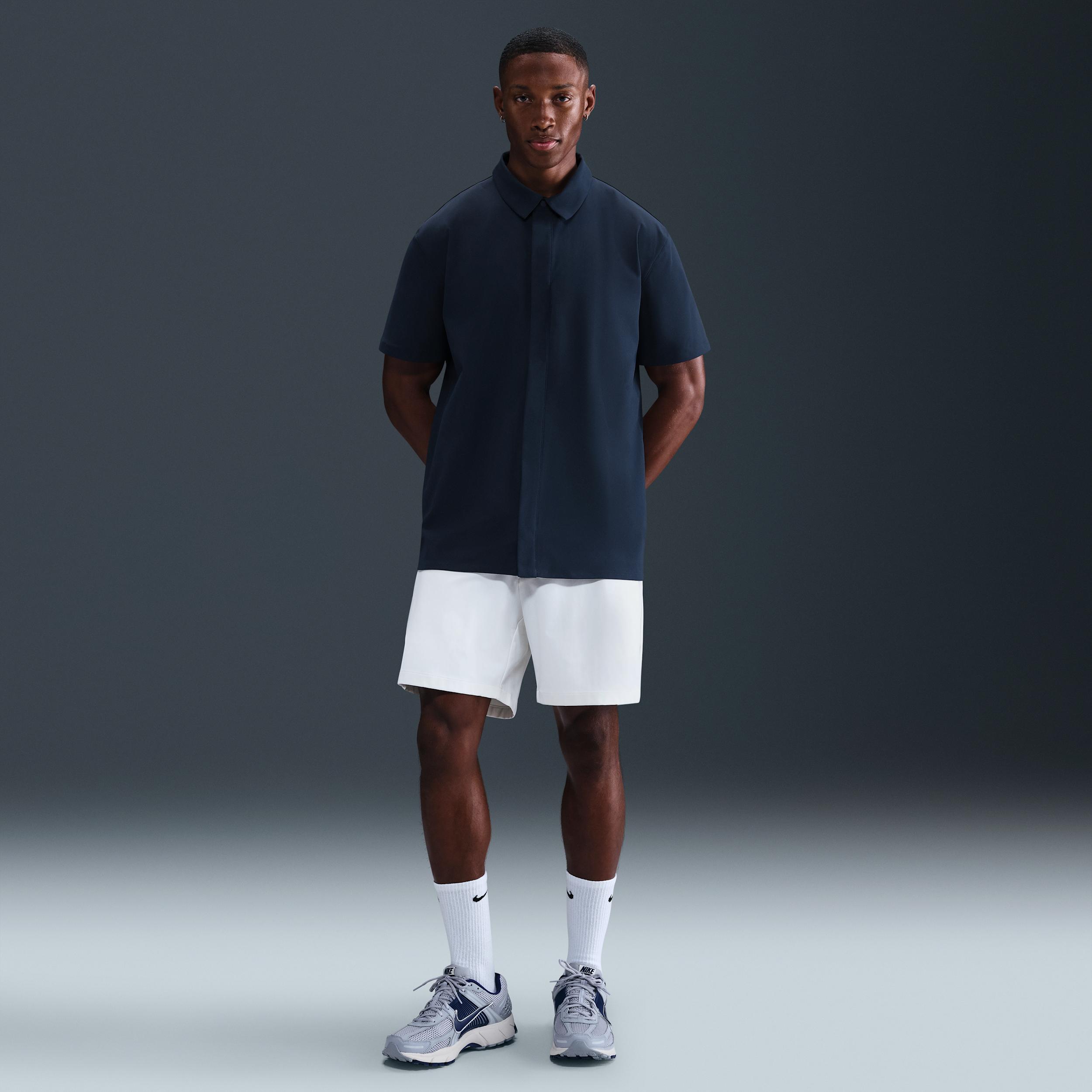 Nike Mens 24.7 PerfectStretch Dri-FIT Short-Sleeve Snap-Down Top | HQ6958-451 Product Image