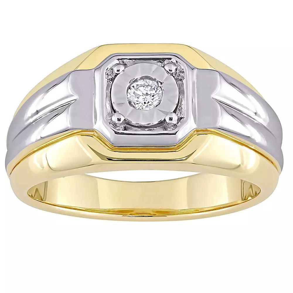 Stella Grace Men's Two Tone Sterling Silver 1/10 Carat T.W. Diamond Fashion Ring Product Image