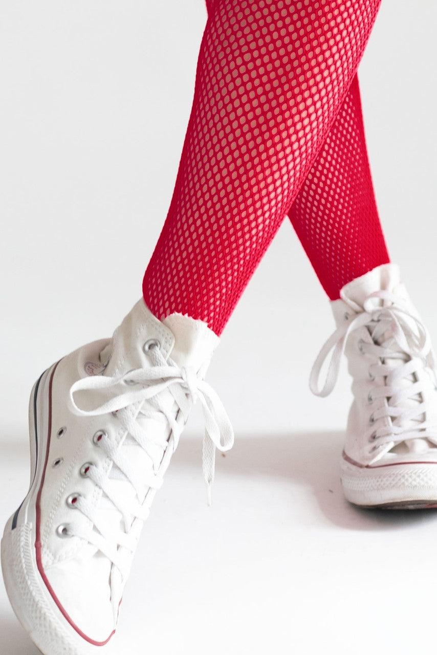 Red Fishnet Tights Product Image