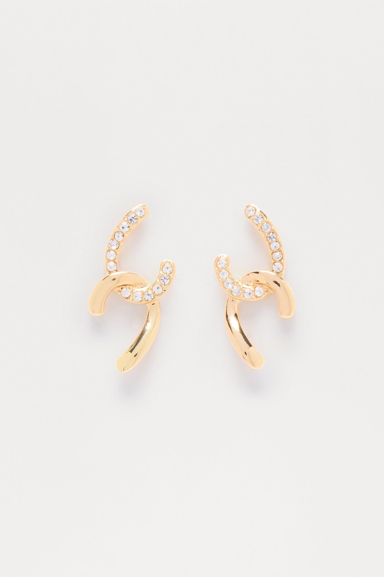 Lucky Horse Rhinestone Drop Earrings - Gold Female Product Image