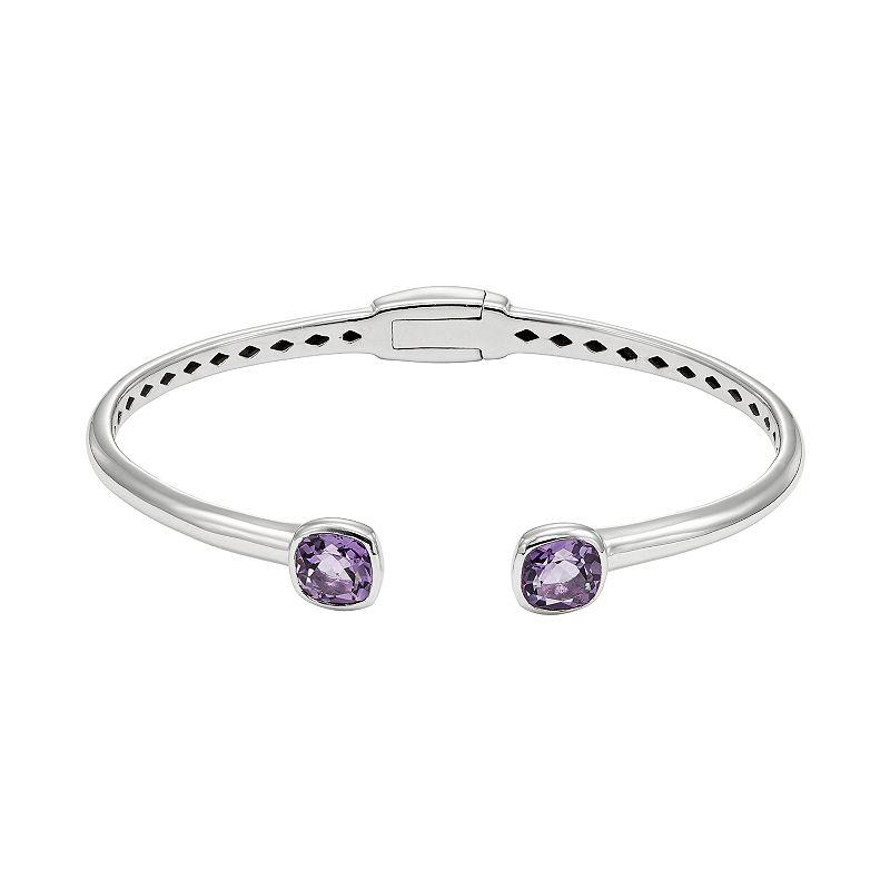 Amethyst Sterling Silver Hinged Cuff Bracelet, Women's, Size: 6.5", Purple Product Image