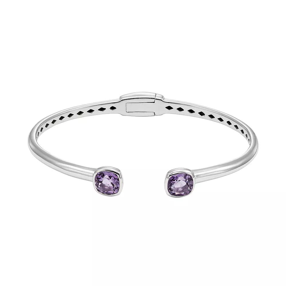 Amethyst Sterling Silver Hinged Cuff Bracelet, Women's, Size: 6.5", Purple Product Image