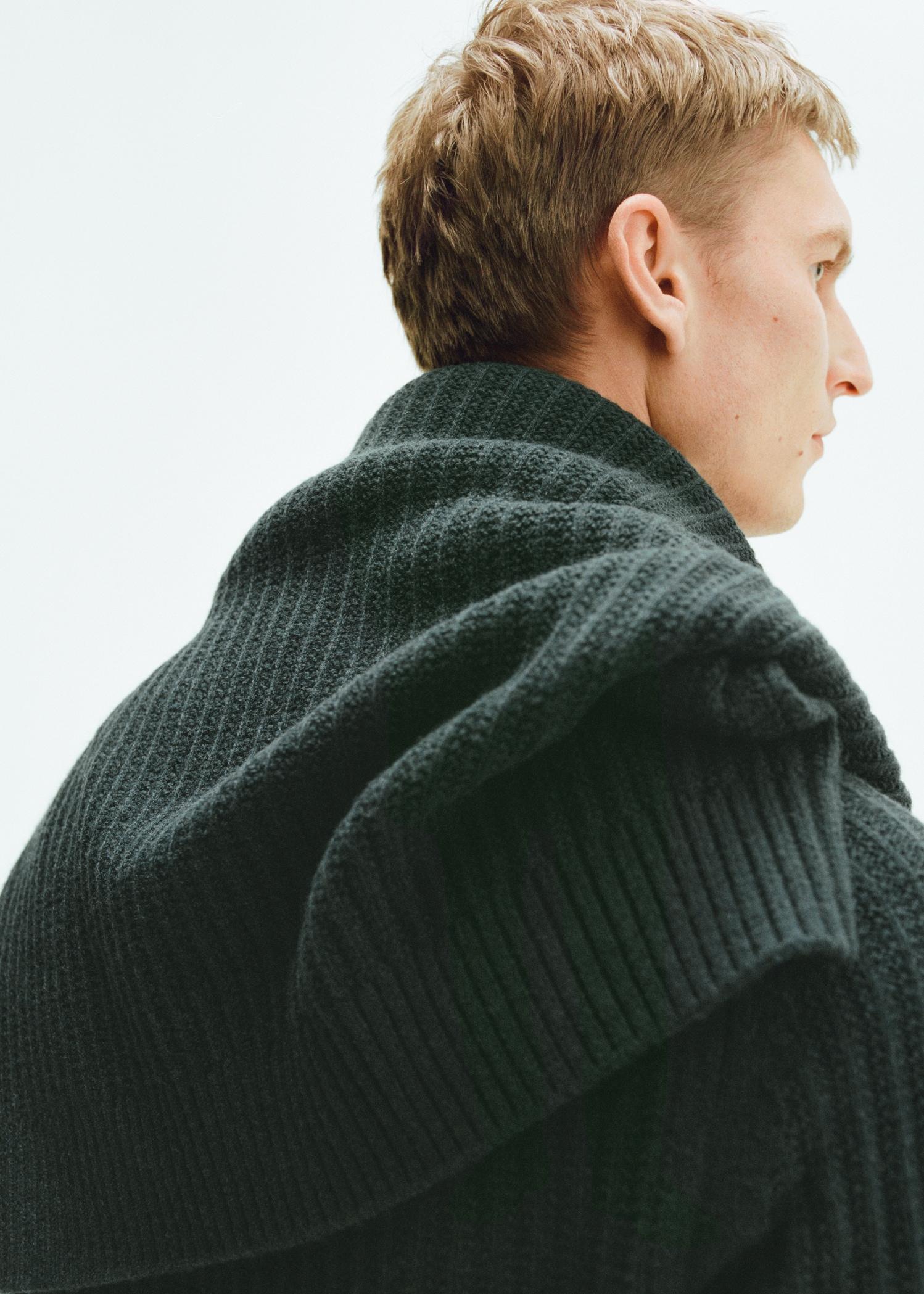 Wool-blend rib-knit sweater - Men | MANGO USA Product Image