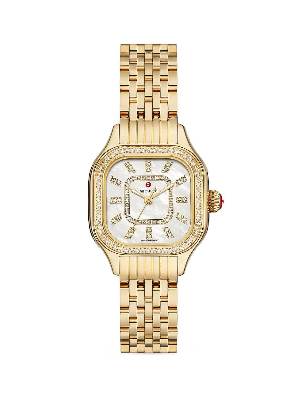 Meggie Diamond Bezel and Mother-of-Pearl Watch, Gold-Tone Product Image