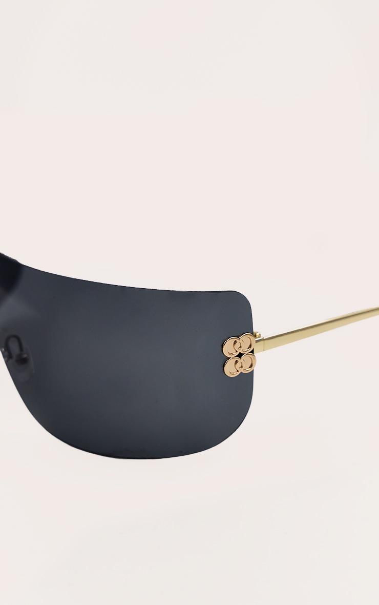 Black Wrap Around Oversized Visor Sunglasses Product Image