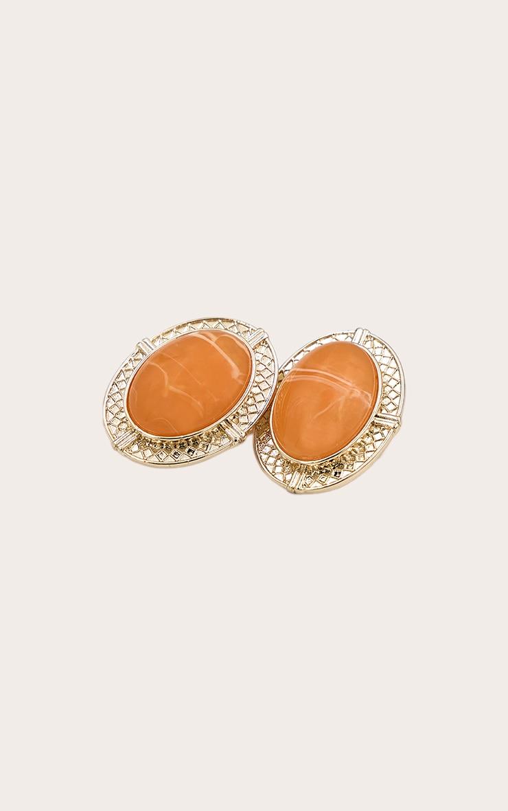 Coral Resin Gold Statement Earrings Product Image