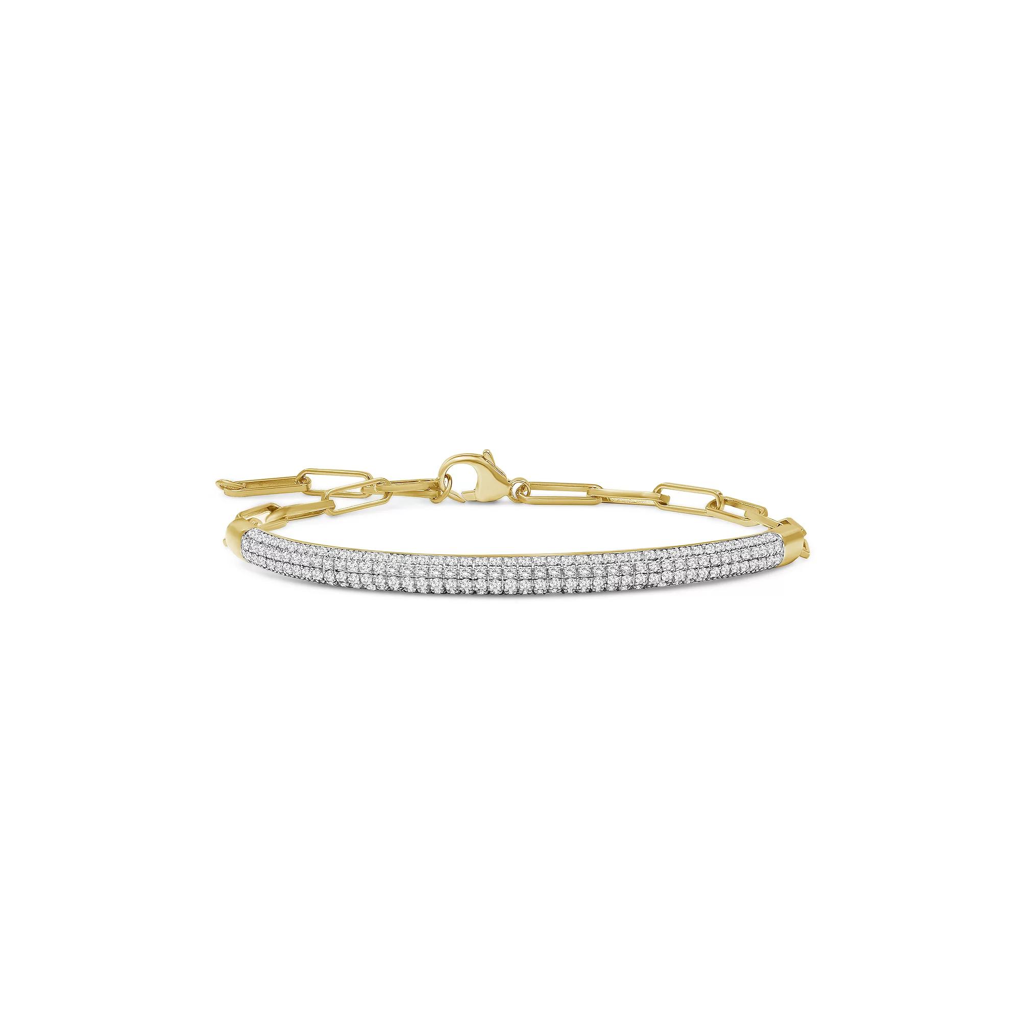Jewelexcess 14k Gold Over Silver 1 1/2 Carat T.W. Diamond Pave Bracelet, Women's, Gold Tone Product Image