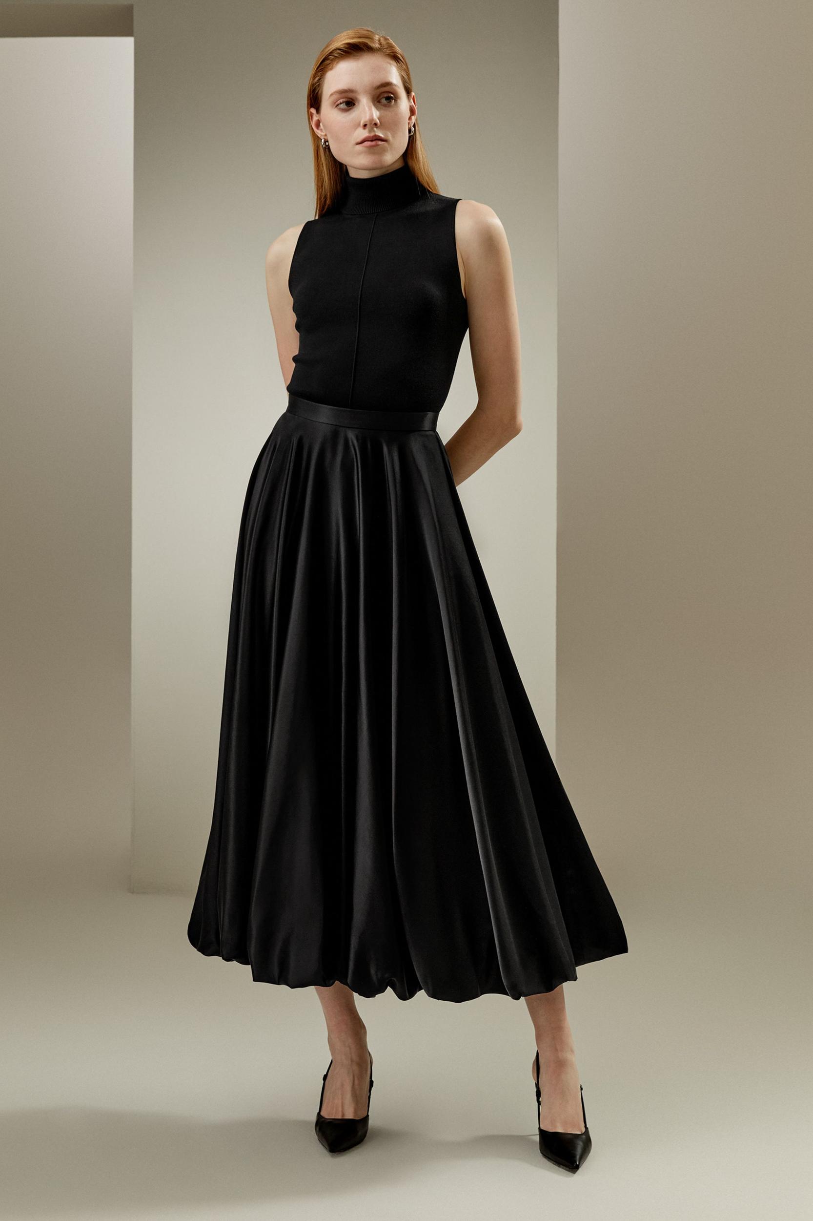 LILYSILK Womens Long Silk Skirt - Black Durable Silk - Flowing Snow Drop Skirt 14 Product Image