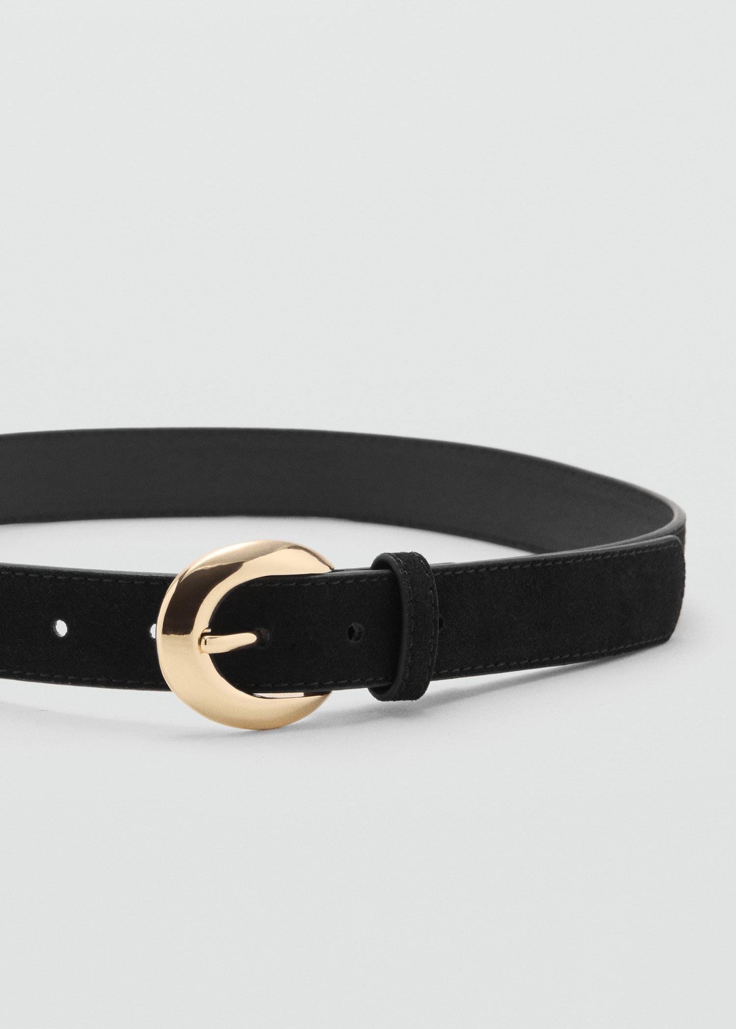 Leather belt with oval buckle - Women | MANGO USA Product Image