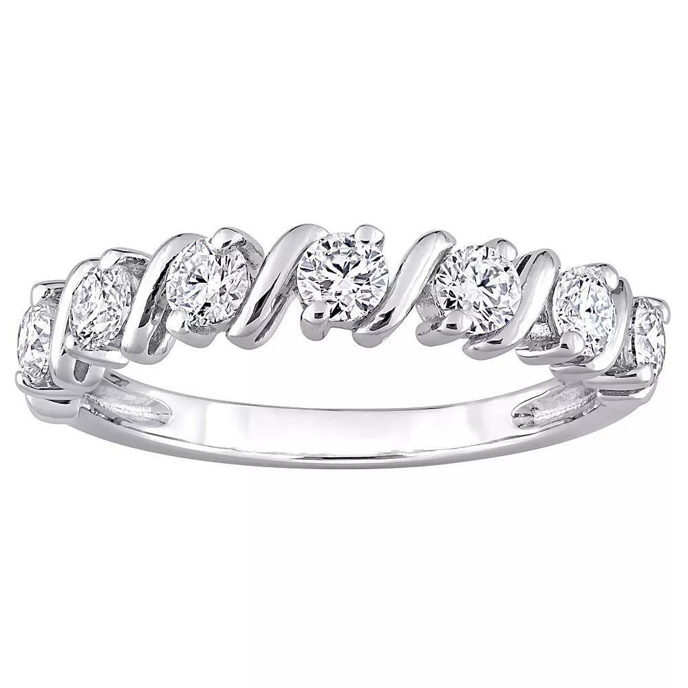Stella Grace Sterling Silver 3/4 Carat T.W. Lab-Created Moissanite Semi-Eternity Band, Women's, Size: 9.50 Product Image