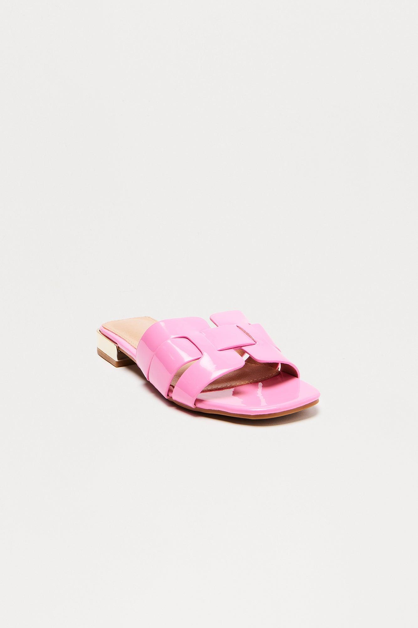 Ways Faux Patent Sandals - Pink Female Product Image