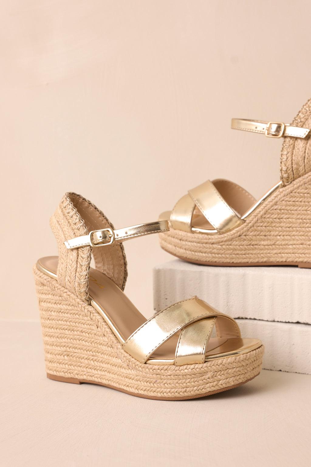 Lovely Steps Gold Platform Wedges Product Image
