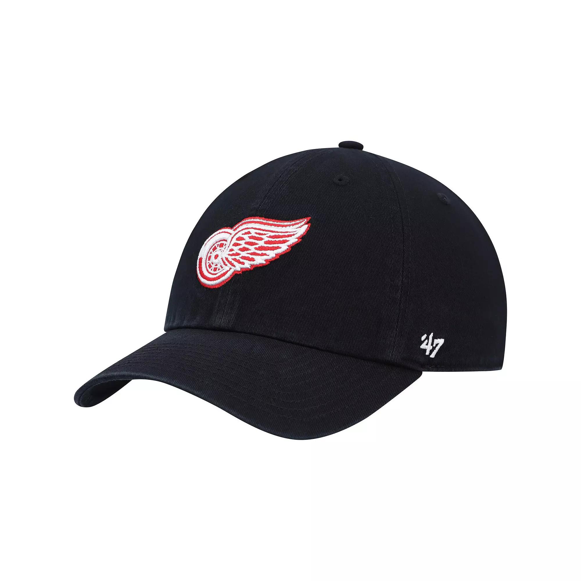 Men's '47 Black Detroit Red Wings Clean Up Adjustable Hat Product Image