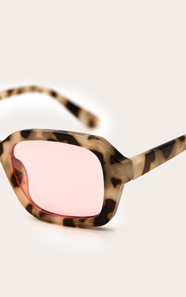 Brown Tort Pink Lens Square Frame Sunglasses Product Image