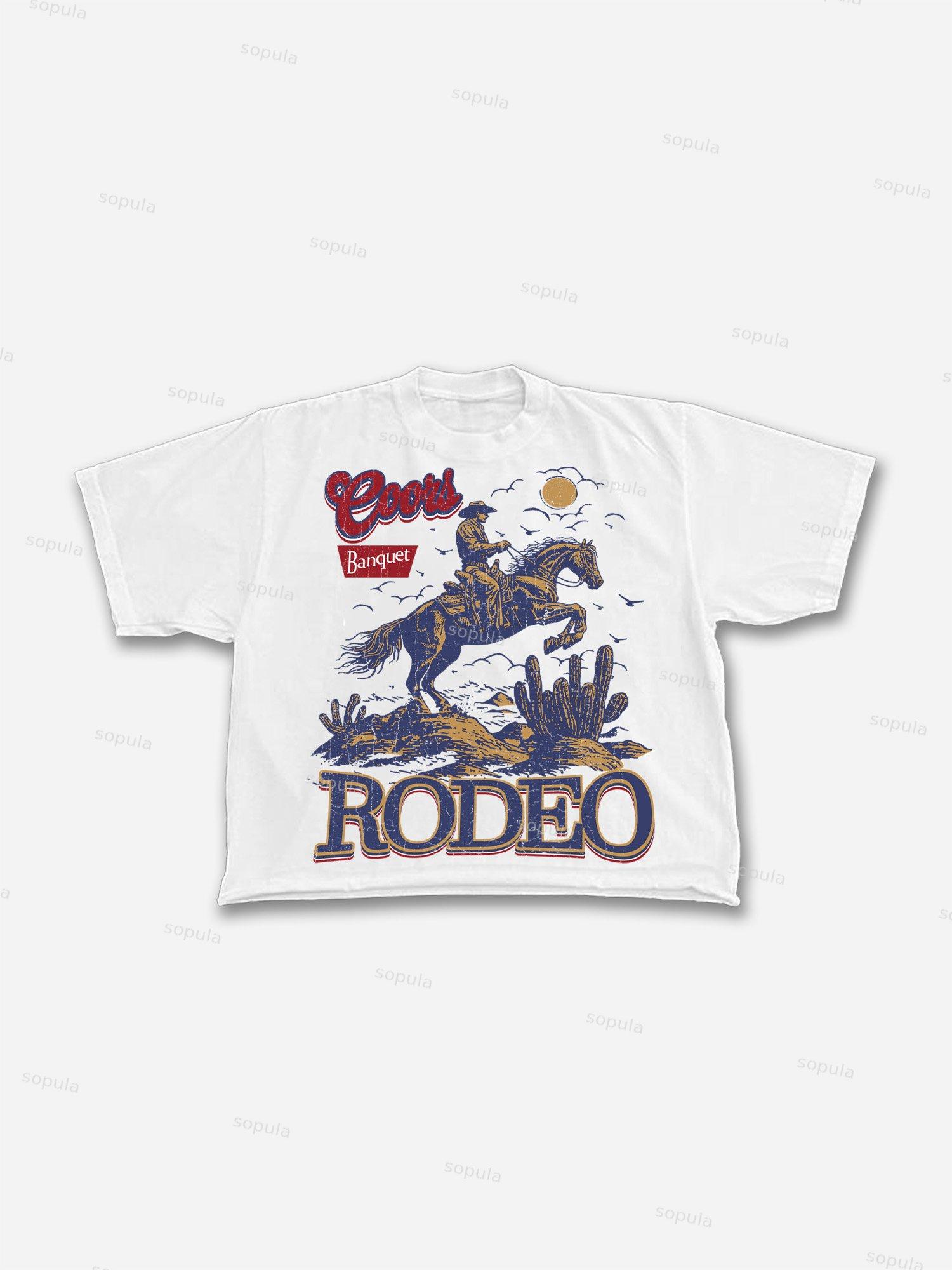 Coors Banquet Rodeo Print Cropped T-shirt Product Image