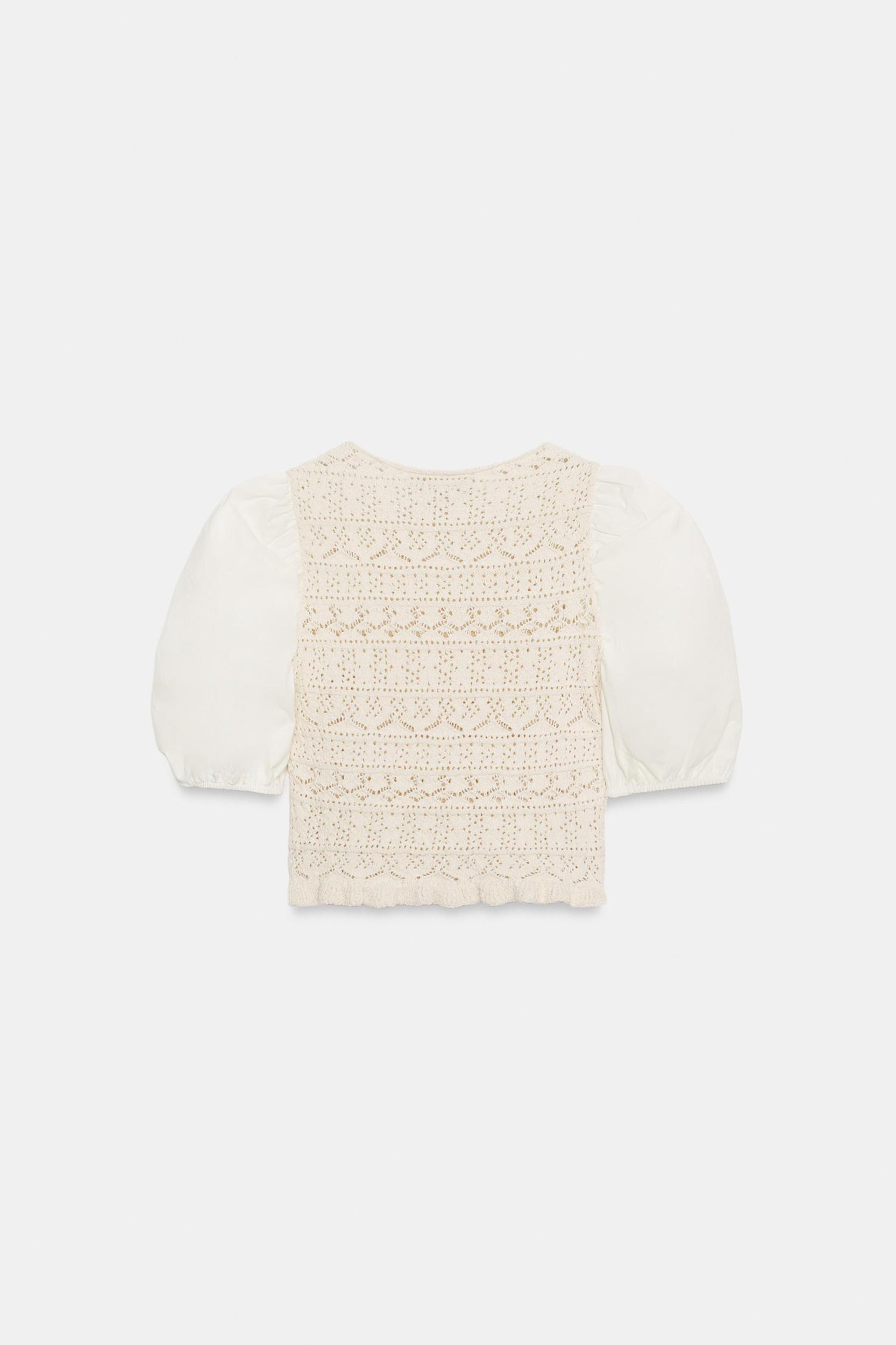 COMBINATION PUFF SLEEVE KNIT JUMPER Product Image
