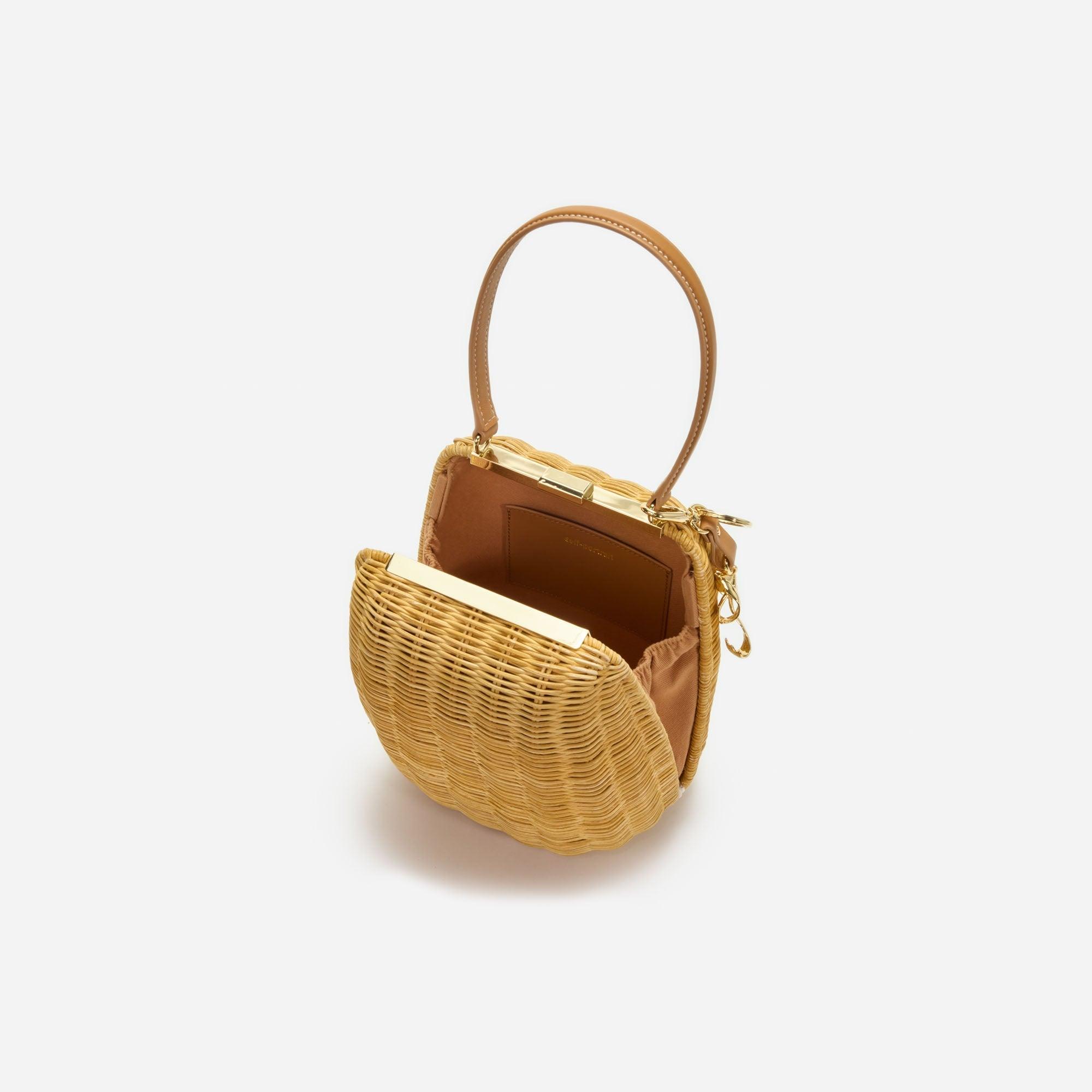 Brown Rattan Bag With Keychain Product Image