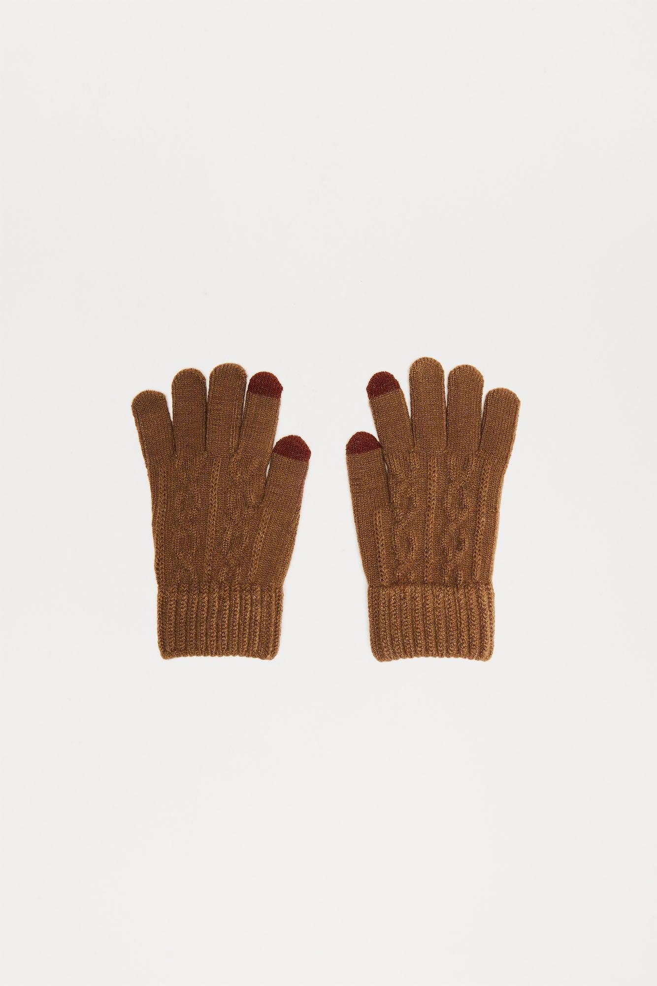 For The Cold Knitted Gloves - Dark Brown Product Image