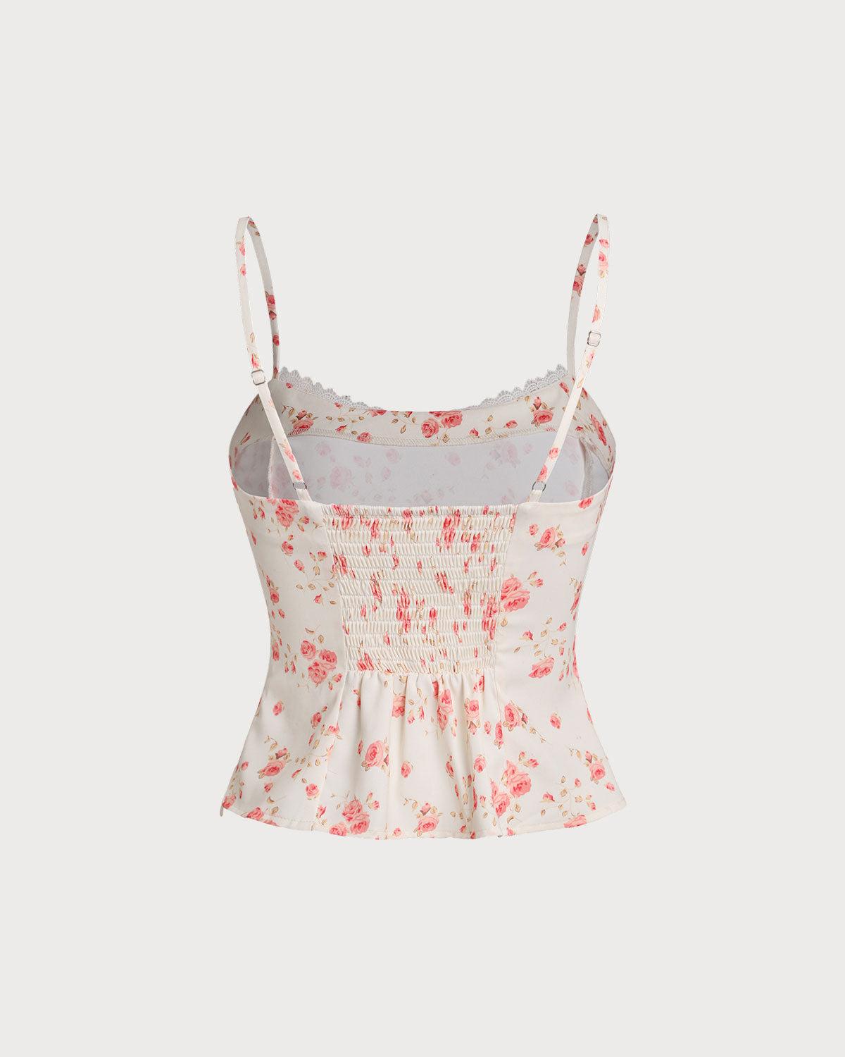 Pink Floral Cropped Cami Top Product Image