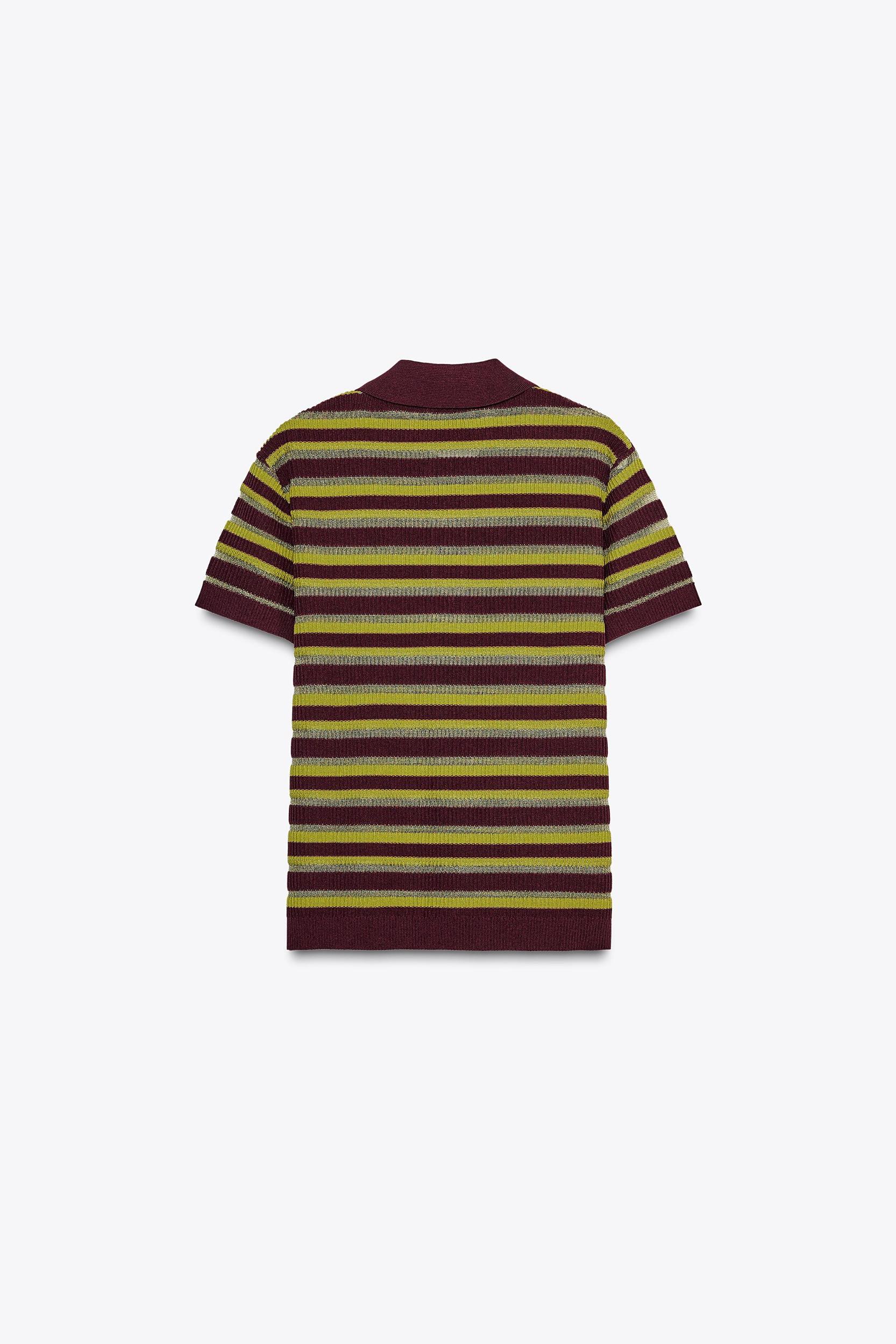 STRIPED KNIT POLO SHIRT Product Image