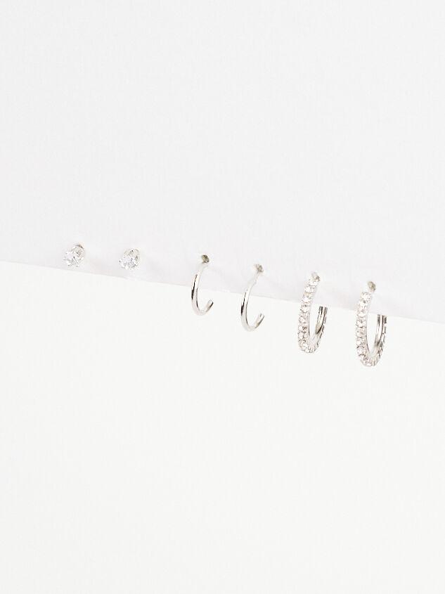 Rhinestone Mini Hoop Earring Set Product Image