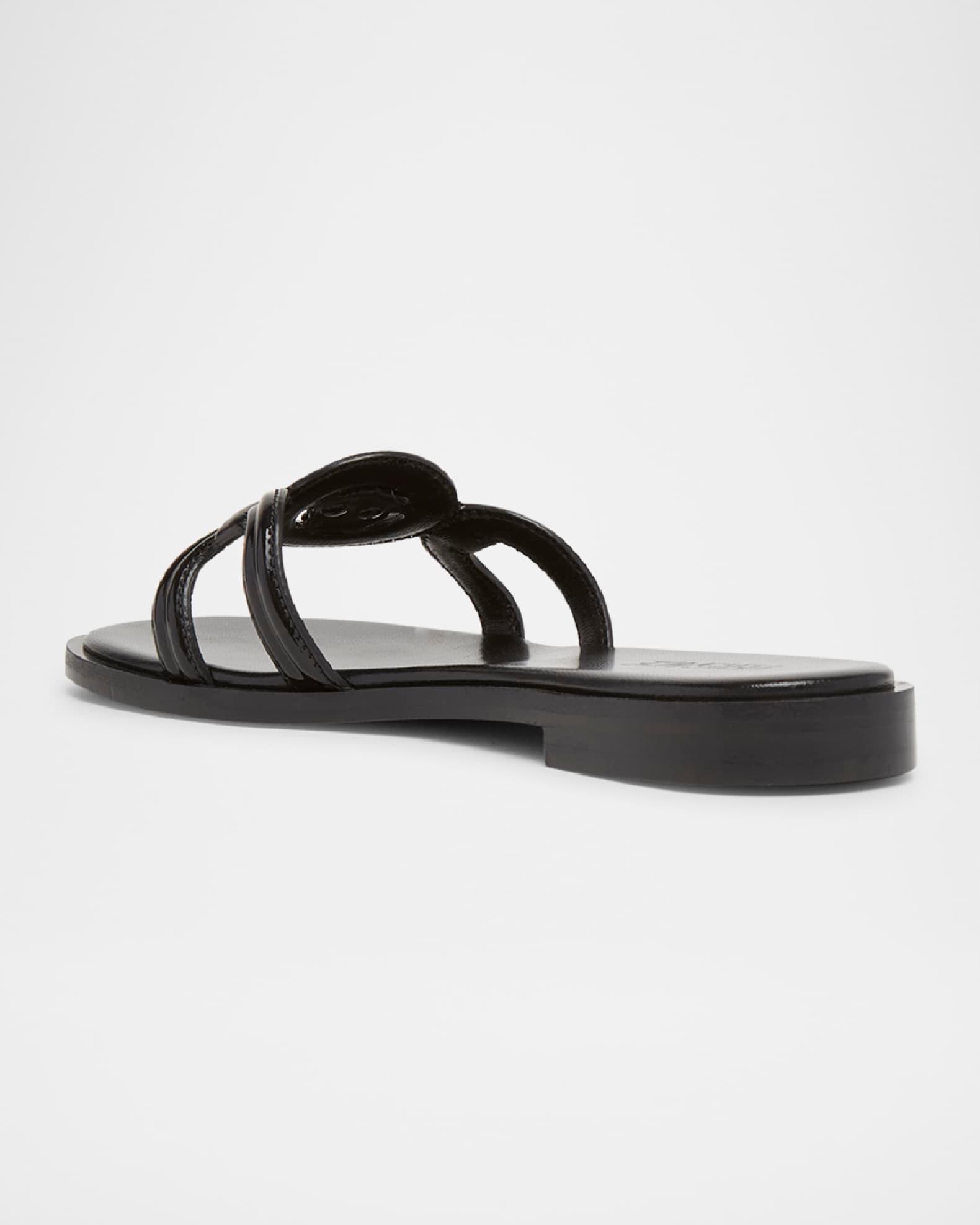 Medusa Leather Flat Slide Sandals Product Image