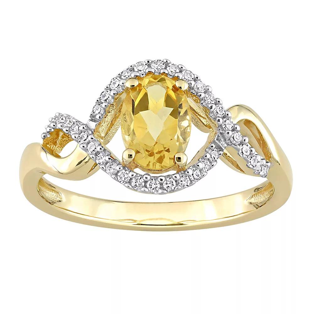 Stella Grace 10k Gold Citrine & 1/6 Carat T.W. Diamond Halo Engagement Ring, Women's,  Product Image