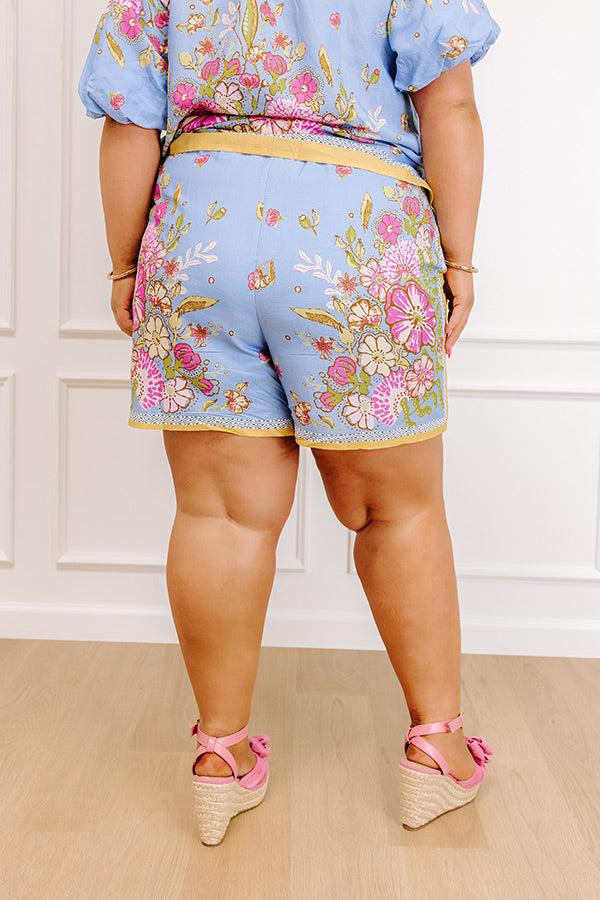 Santorini Daydream High Waist Linen-Blend Shorts in Periwinkle Curves Product Image