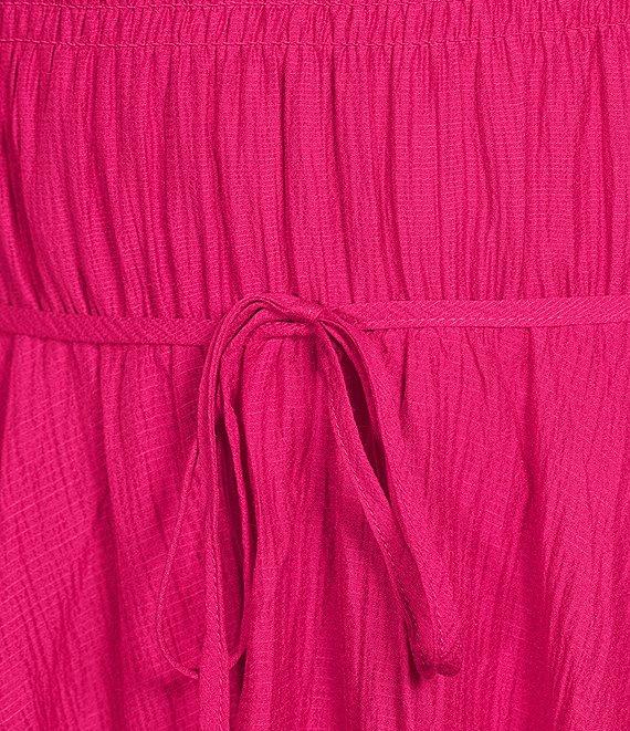 Midnight Doll Puff Short Sleeve Waist Tie Flowy Dress Product Image