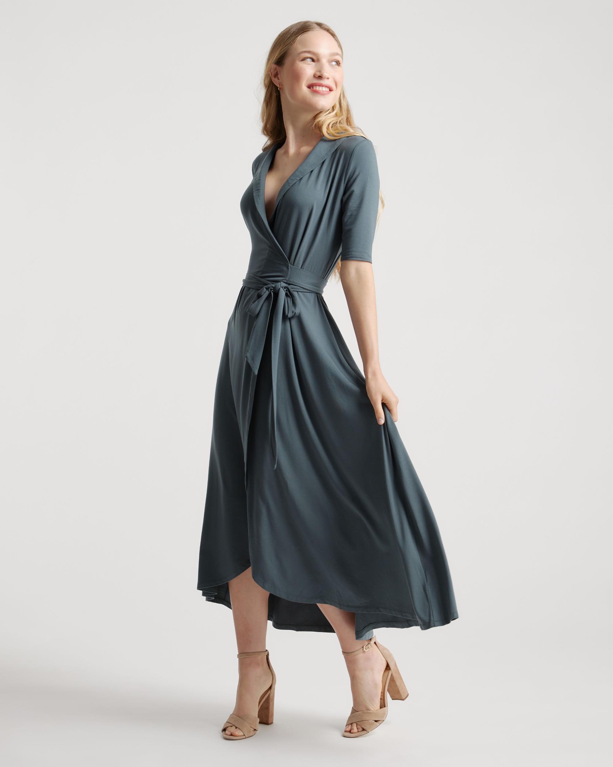 Quince | Women's Tencel Jersey Midi Wrap Dress Size XL Product Image