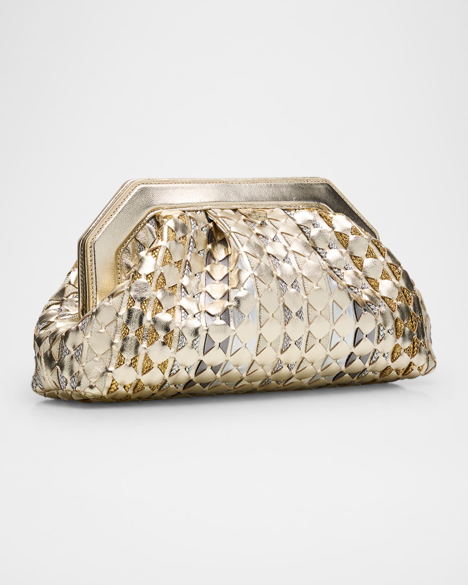 Secret Woven Mosaic Metallic Leather Clutch Bag Product Image